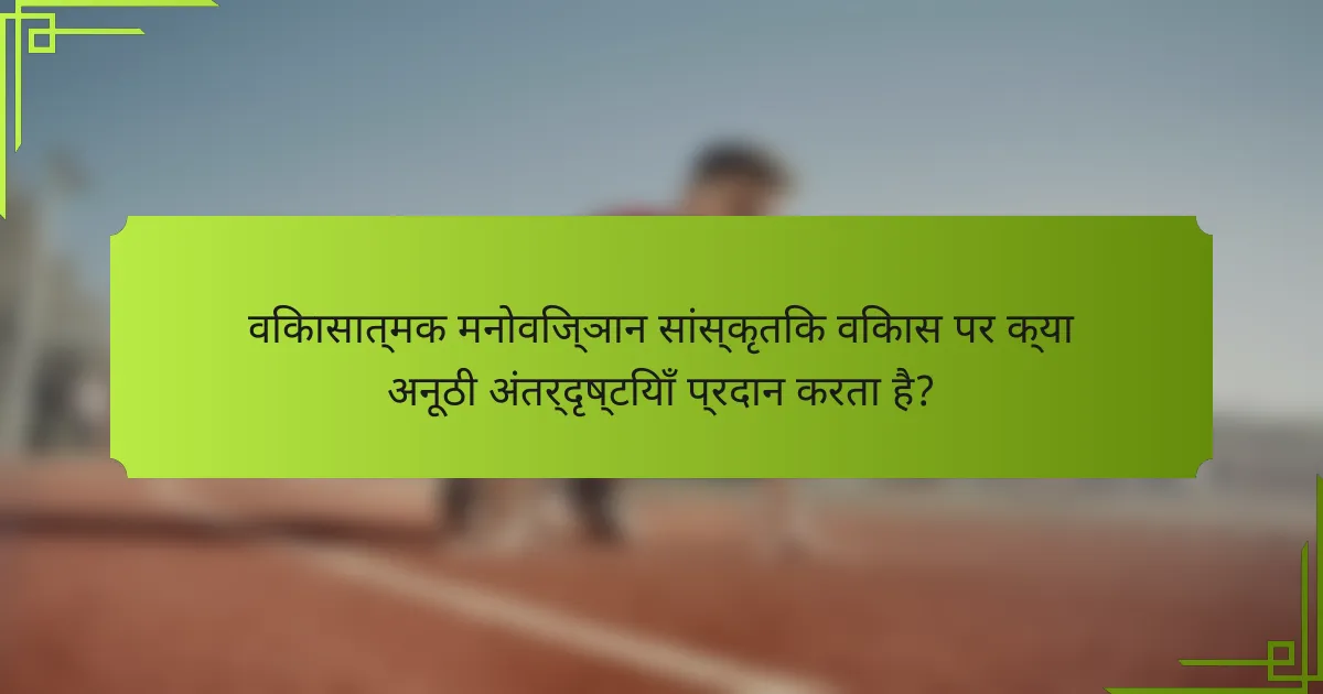 विकासात्मक मनोविज्ञान सांस्कृतिक विकास पर क्या अनूठी अंतर्दृष्टियाँ प्रदान करता है?