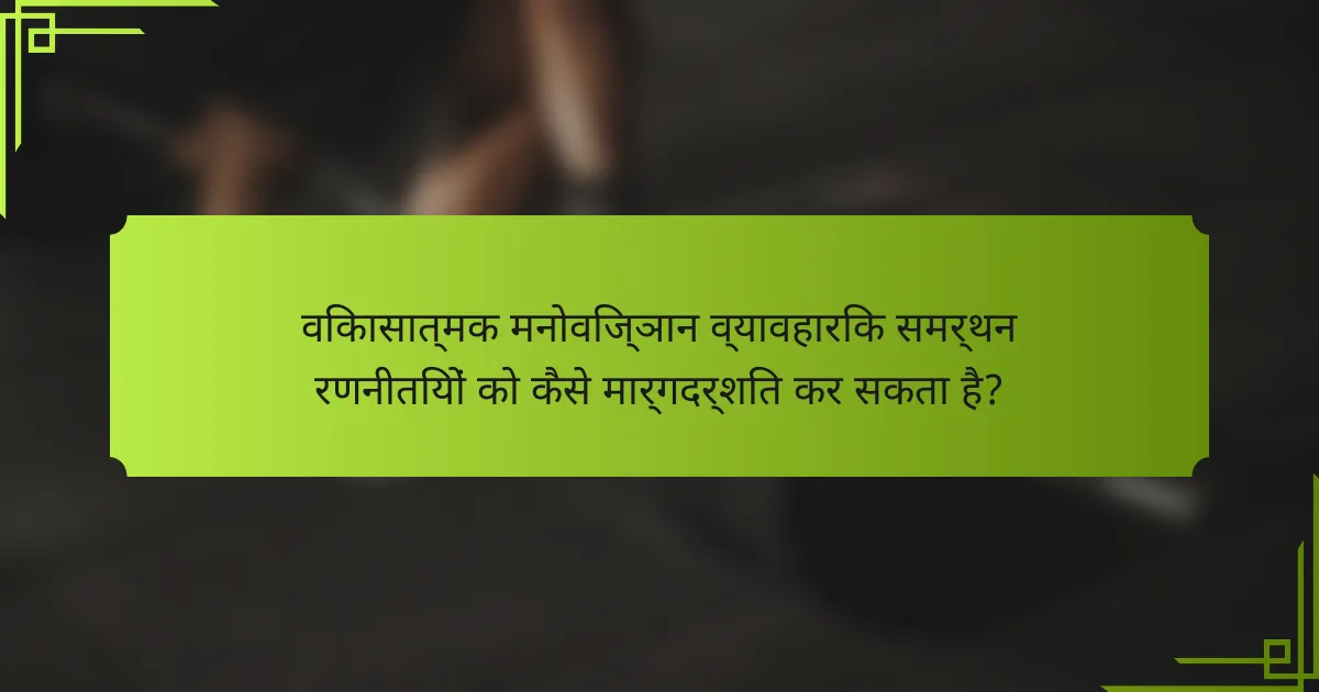 विकासात्मक मनोविज्ञान व्यावहारिक समर्थन रणनीतियों को कैसे मार्गदर्शित कर सकता है?