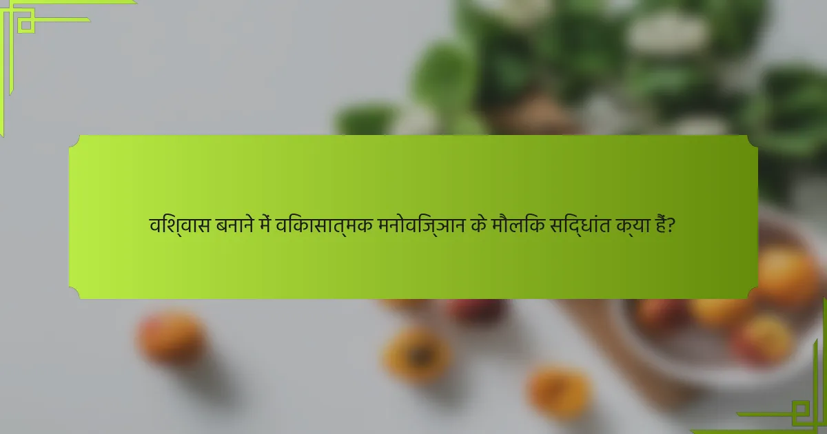 विश्वास बनाने में विकासात्मक मनोविज्ञान के मौलिक सिद्धांत क्या हैं?